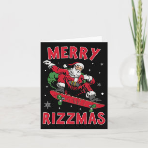 Cartão Feliz Rizz Mas Crianças Divertido Papai Noel Skati