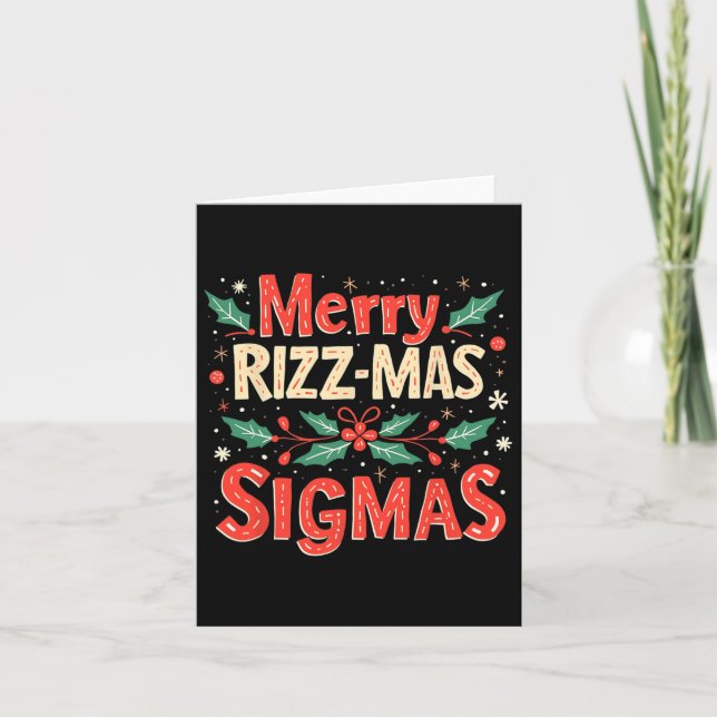 Cartão Feliz Rizz Mas Sigmas Funny Gen Alpha Xmas Papais  (Frente)