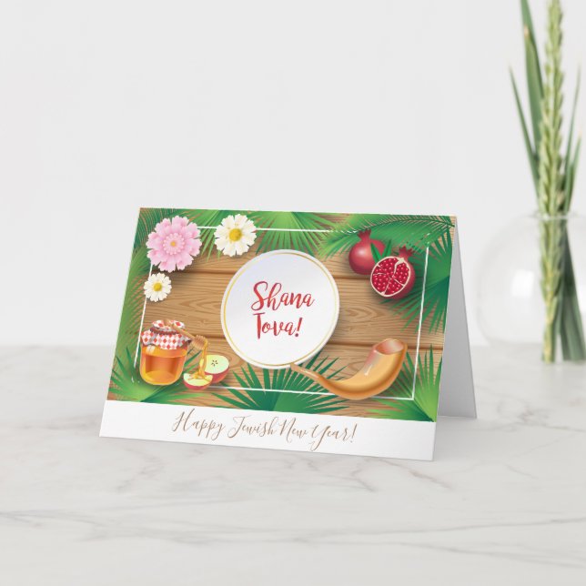Cartão Feliz Rosh Hashanah, Ano Novo Judeu Saudação (Frente)