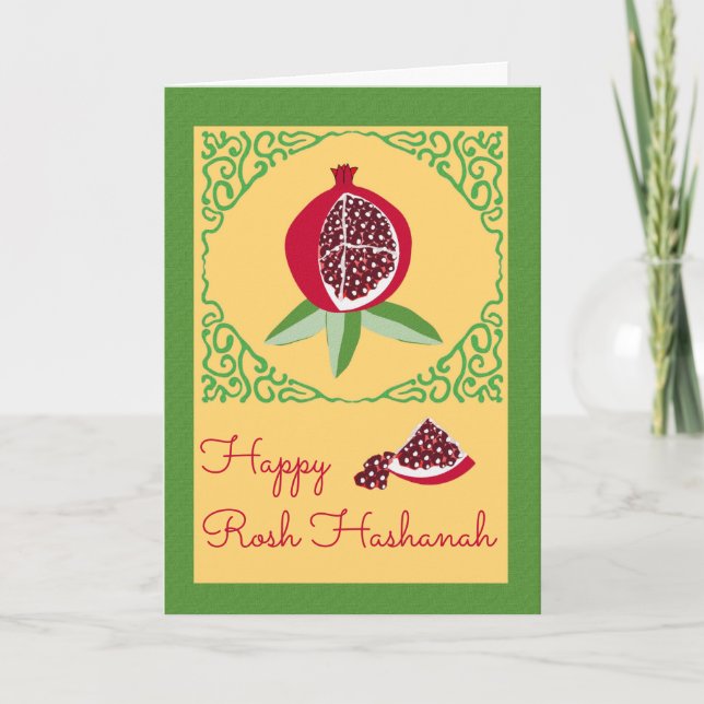 Cartão Feliz Rosh Hashanah com Pomegranato Doce (Frente)