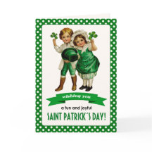 Feliz Rua, Dia de Patrick. Vintage Irish Kids