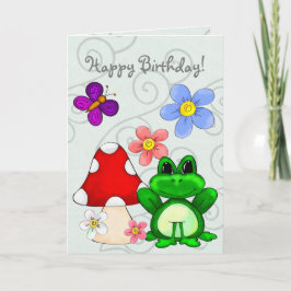 Cartão Feliz Sapo No ANIVERSÁRIO Primavera