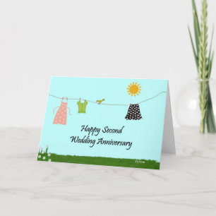 Cartão Feliz Segundo Aniversário de Casamento