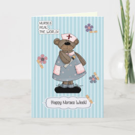 Cartão Feliz Semana das Enfermeiras. Urso de Corda