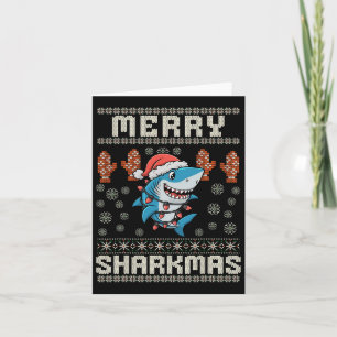Cartão Feliz Sharkmas Natal Ugly Xmas Kids Shar
