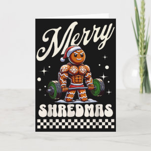 Cartão Feliz Shredmas Natal Ginásio Pão de Gengibre Trein