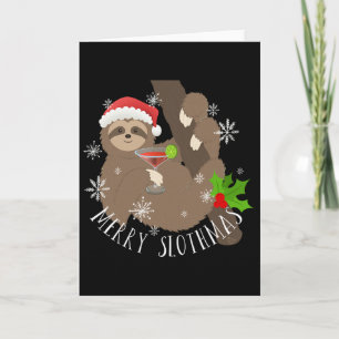 Cartão Feliz Slothmas Presente de Natal de Preguiça Engra