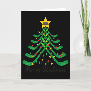 Cartão Feliz Stickmas Natal Divertido de Hóquei