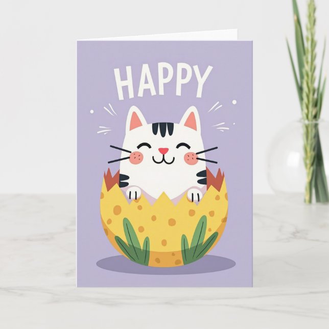 Cartão Feliz Surgimento da Gatinha (Frente)