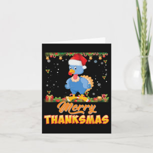Cartão Feliz Thanksmas Turquia Papai noel Elf Ação de Gra