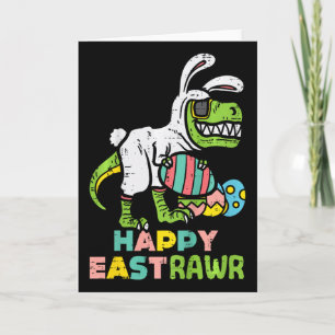 Cartão Feliz Trex Páscoa Coelho Ovo Dinossauro Engraçado
