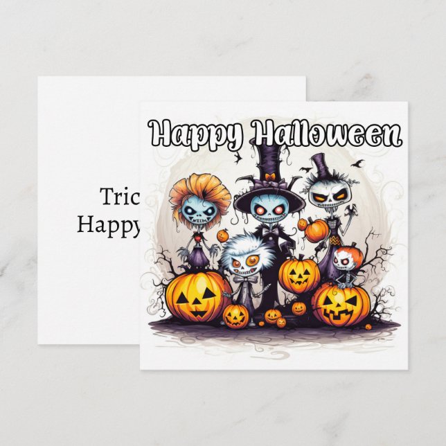 Cartão Feliz Truque Ou Tratadores De Halloween (Frente/Verso)
