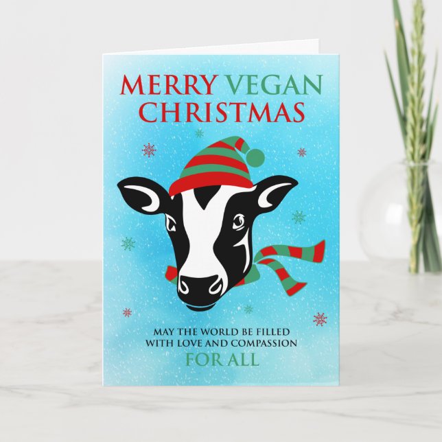 Cartão Feliz Vegan Natal (personalizar dentro de mensagem (Frente)