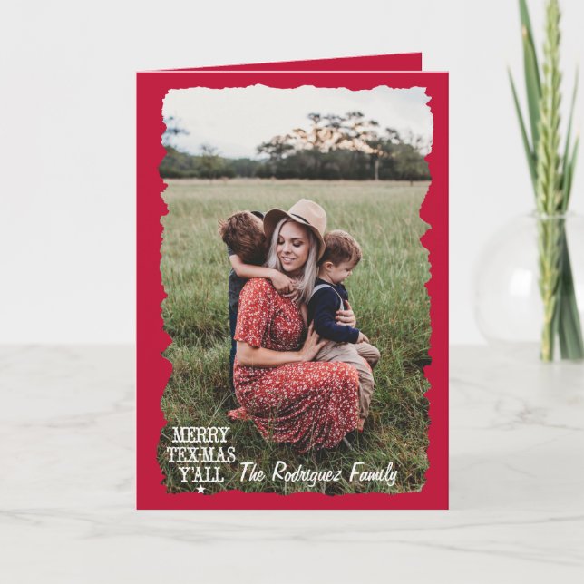 Cartão Feliz Vermelha de Sinalizador Estado Tex-Mas Y'all (Frente)