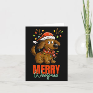 Cartão Feliz Woofmas Cachorro Fofo Luzes de Natal Cachorr