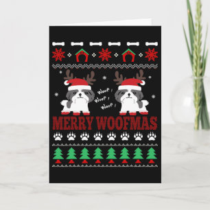 Cartão Feliz Woofmas Shih Tzu Ugly Christmas
