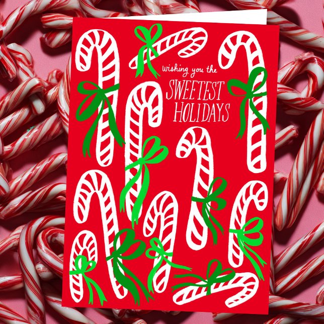 Cartão Felizes Feriados Candycanes Bom Natal (Happy Holidays Candycanes Sweet Cute Christmas Card
)