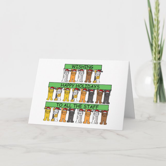 Cartão Felizes feriados para todos os gatos de desenho do (Frente)