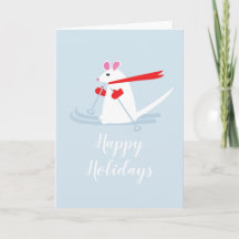 Felizes Férias Rato de Esqui Saudação de Natal