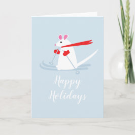 Cartão Felizes Férias Rato de Esqui Saudação de Natal