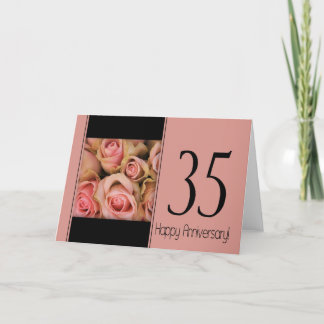 Cartão Felizes rosas de 35 anos