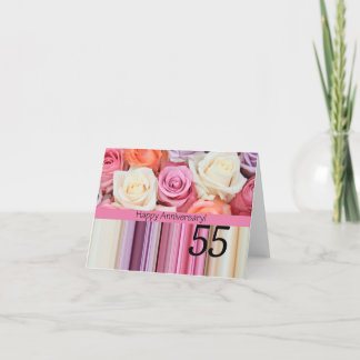 Cartão Felizes rosas de 55 anos