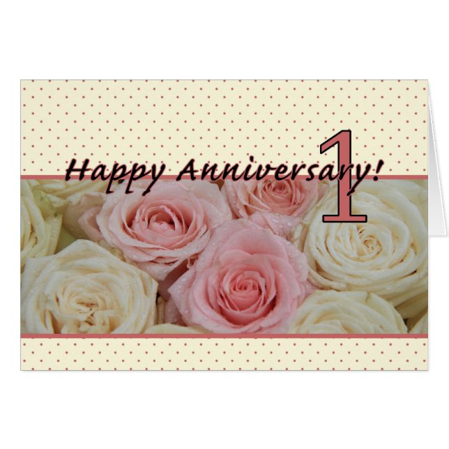 Cartão Felizes rosas de aniversário de 1rua (Frente Horizontal)