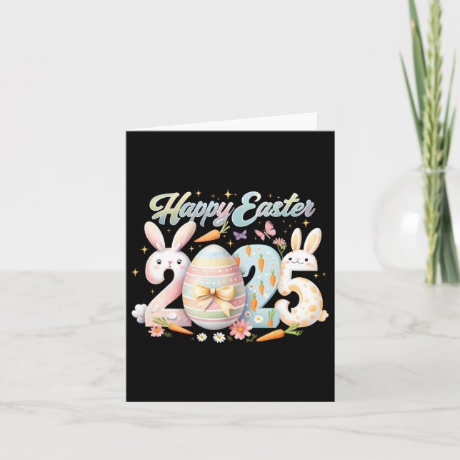 Cartão Felz pascoa 2025 Coelho Coelhinho com Páscoa Dia d (Frente)