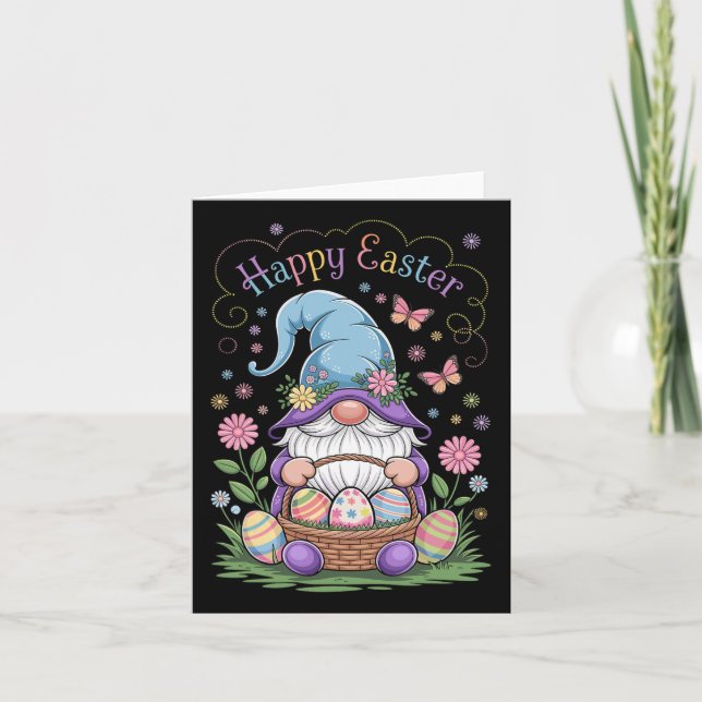 Cartão Felz pascoa Bunny Gnome Hug Easter Egs Gnome Lov (Frente)