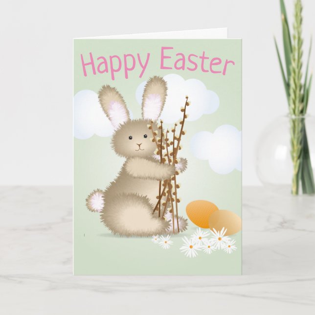 Cartão Felz pascoa Coelhinho Adorável (Frente)