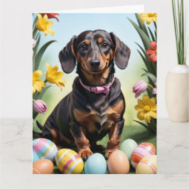 Cartão Felz pascoa Dachshund