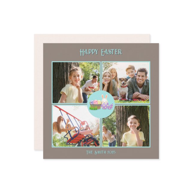 Cartão Felz pascoa deseja verde plano (Frente/Verso In Situ)