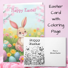 Cartão Felz pascoa | Página de Coloração de dentro
