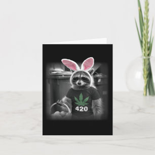 Cartão Felz pascoa Raccoon Bunny Weed