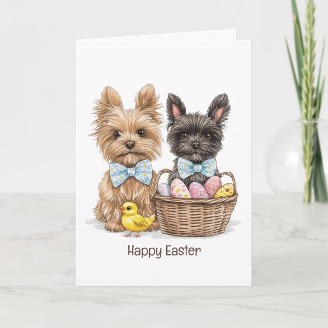 Cartão Felz pascoa Yorkshire Terrier Dogs (Frente)