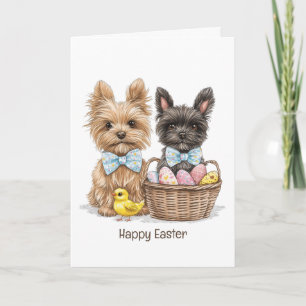 Cartão Felz pascoa Yorkshire Terrier Dogs