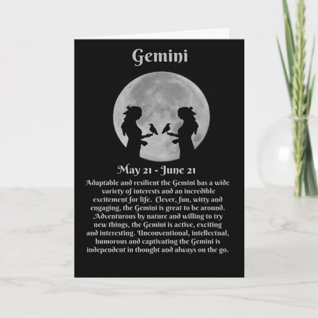Cartão Female Gemini Zodiac Feliz Aniversário (Frente)