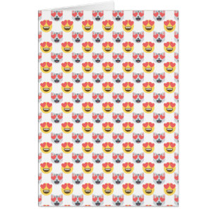Cartão Feminino bonito no teste padrão de Emoji do gato