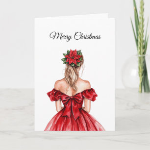 Cartão Feminino Loira Vestido Natal