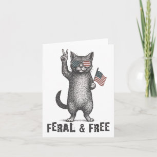 Cartão Feral & Free Cat Funny 4 De Julho
