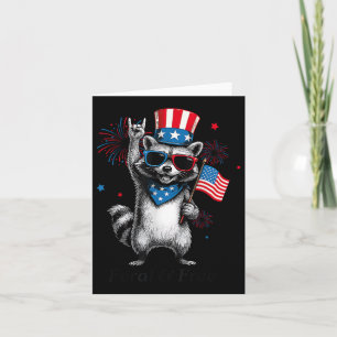 Cartão Feral E Grátis Cute Raccoon 4 De Julho Patr