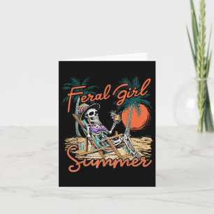 Cartão Feral Girl Summer Engraçado Memória Skeleton Hawai