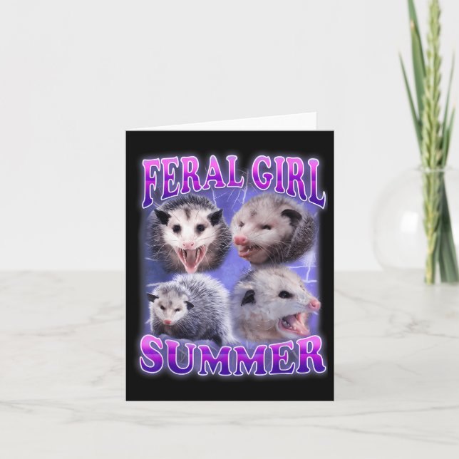 Cartão Feral Girl Summer Ogambm Meme Engraçado (Frente)