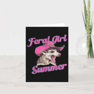 Cartão Feral Girl Summer Retro Possum Engraçado Memória
