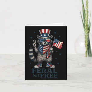 Cartão Feral, mas gratuito Raccoon americano Bandeira Pat