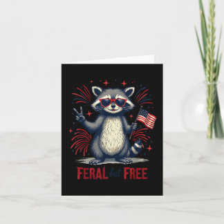 Cartão Feral Mas Livre Raccoon Patriótico 4 De Julho Fera