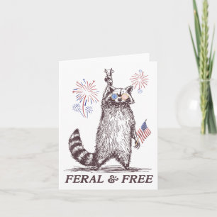 Cartão Feral Racoon 4 De Julho Engraçado Raccoon F