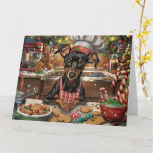 Cartão Feriado alemão Pinscher Baking: Natal Festivo