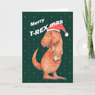 Cartão Feriado Alternativo T-Rex Engraçado de Natal do Di