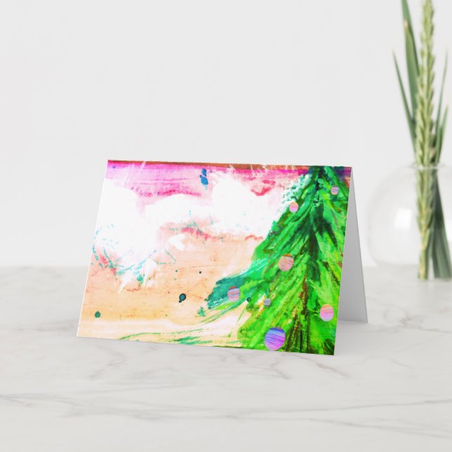 Cartão Feriado Contemporâneo da Árvore de Natal (Frente)